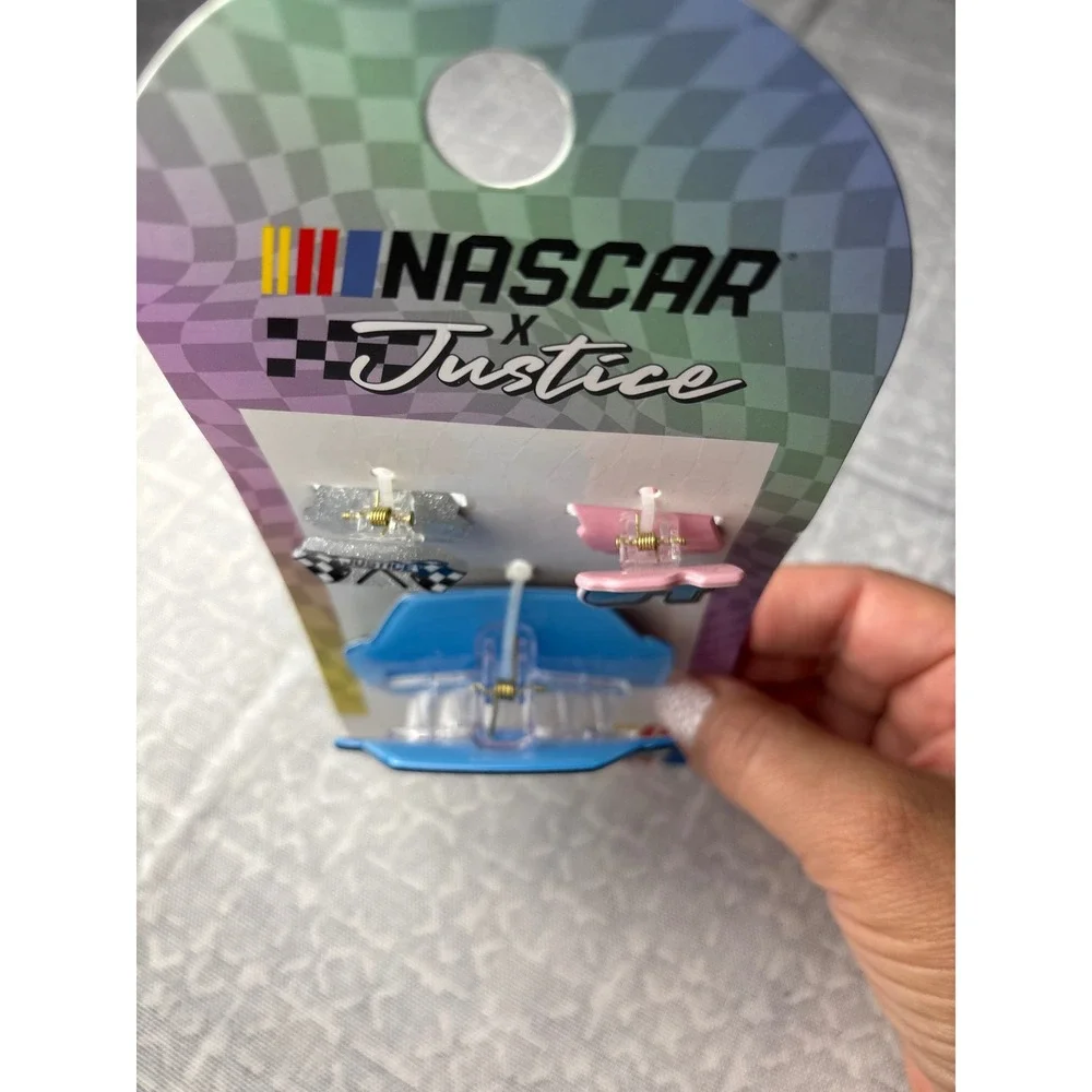 Justice NASCAR Hair Claw Clips Girls Multi Racing Aesthetic 3 Piece Set NEW Y2K
